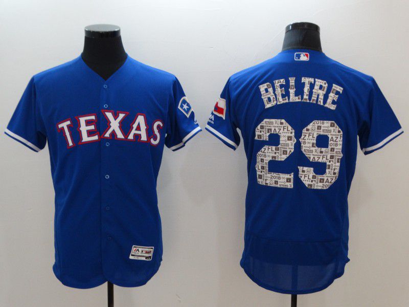 Men Texas Rangers #29 Beltre Blue Elite Spring Edition MLB Jerseys-0